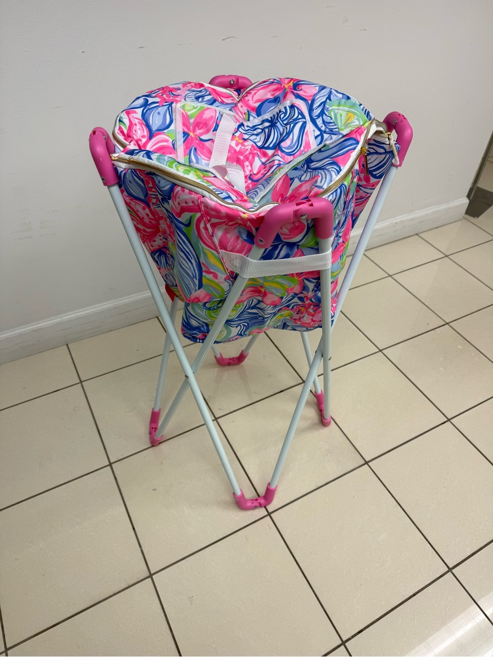 Lilly Pulitzer Pink Blue Green Floral Folding Cooler Tote